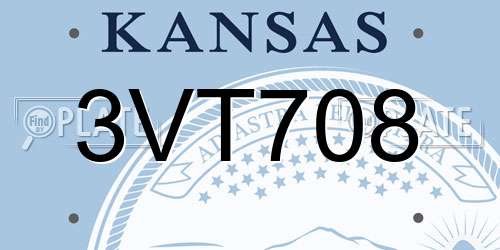 3VT708 Kansas License Plate