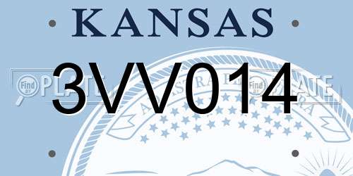 3VV014 Kansas License Plate
