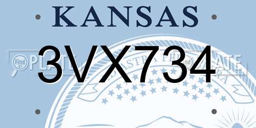 3VX734 Kansas License Plate