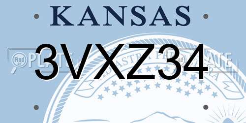 3VXZ34 Kansas License Plate