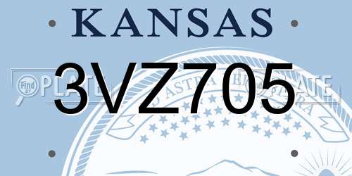 3VZ705 Kansas License Plate