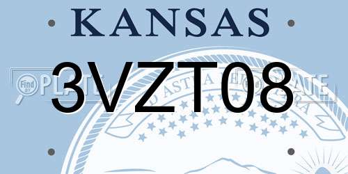 3VZT08 Kansas License Plate