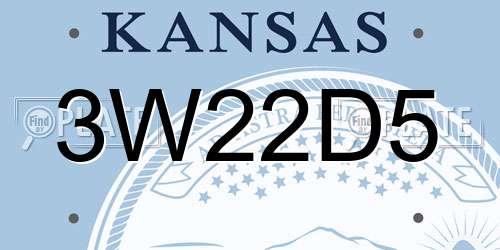 3W22D5 Kansas License Plate