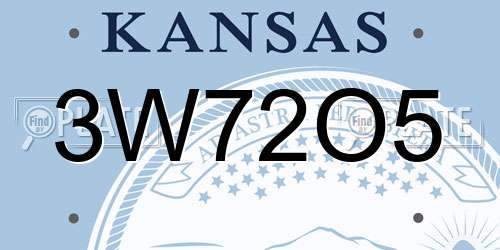 3W72O5 Kansas License Plate
