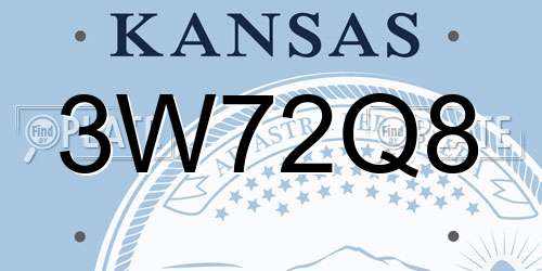 3W72Q8 Kansas License Plate
