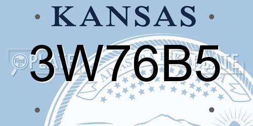 3W76B5 Kansas License Plate