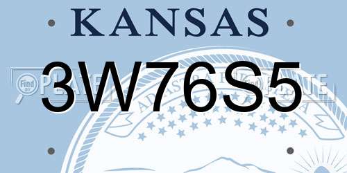 3W76S5 Kansas License Plate