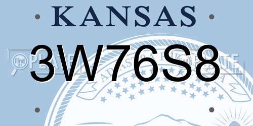 3W76S8 Kansas License Plate