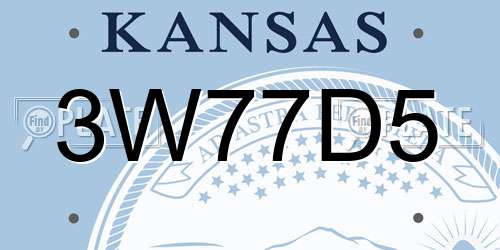 3W77D5 Kansas License Plate