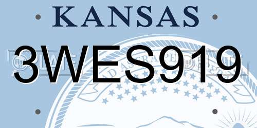 3WES919 Kansas License Plate