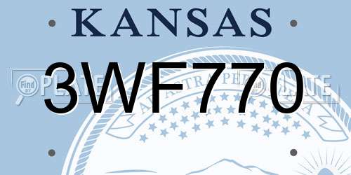 3WF770 Kansas License Plate