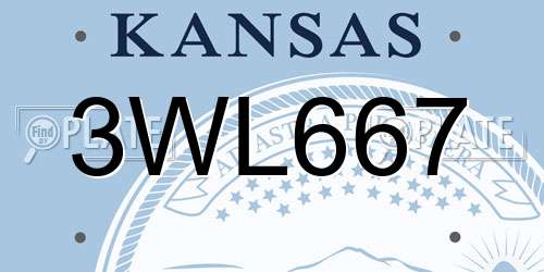 3WL667 Kansas License Plate