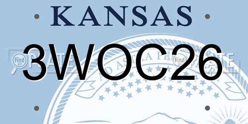 3WOC26 Kansas License Plate