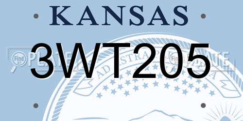 3WT205 Kansas License Plate