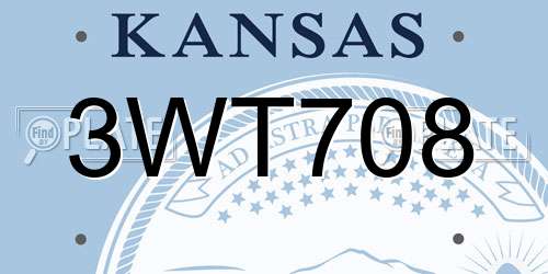 3WT708 Kansas License Plate