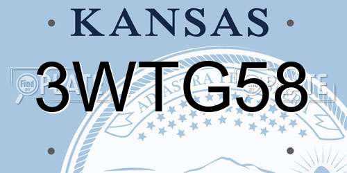 3WTG58 Kansas License Plate