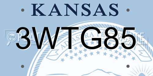 3WTG85 Kansas License Plate
