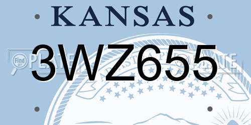 3WZ655 Kansas License Plate