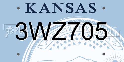 3WZ705 Kansas License Plate