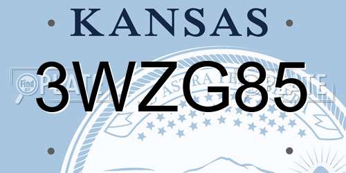 3WZG85 Kansas License Plate