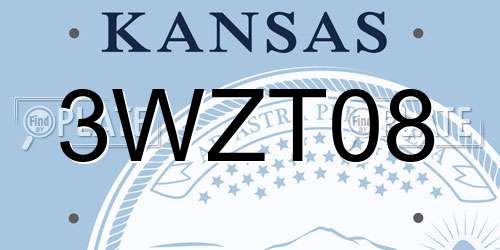 3WZT08 Kansas License Plate