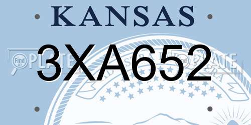 3XA652 Kansas License Plate