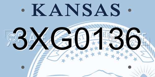 3XG0136 Kansas License Plate