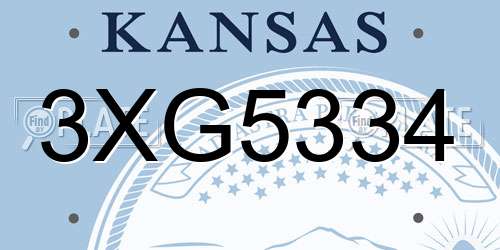 3XG5334 Kansas License Plate