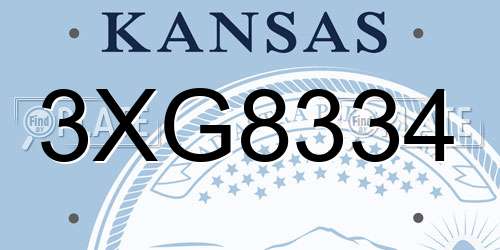 3XG8334 Kansas License Plate