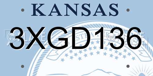 3XGD136 Kansas License Plate