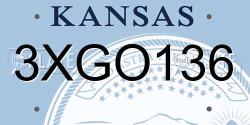 3XGO136 Kansas License Plate
