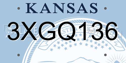 3XGQ136 Kansas License Plate