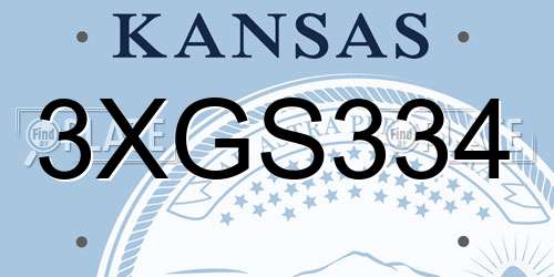 3XGS334 Kansas License Plate