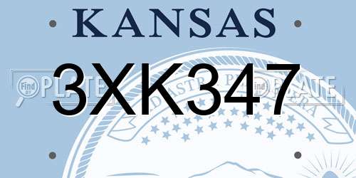 3XK347 Kansas License Plate