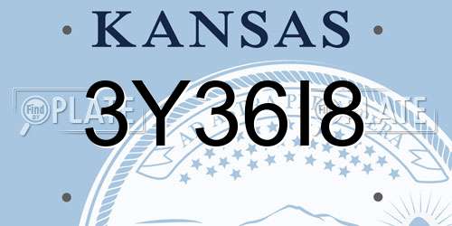 3Y36I8 Kansas License Plate