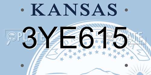 3YE615 Kansas License Plate