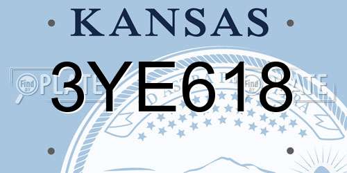 3YE618 Kansas License Plate