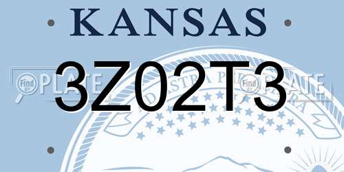 3Z02T3 Kansas License Plate
