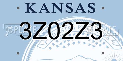 3Z02Z3 Kansas License Plate