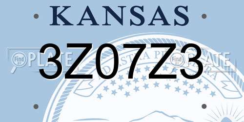 3Z07Z3 Kansas License Plate