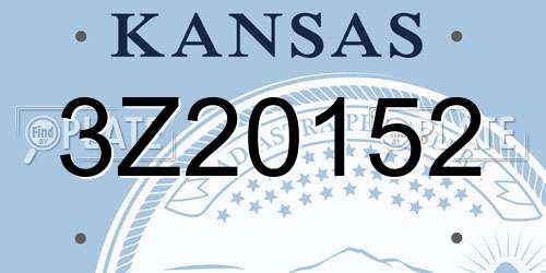 3Z20152 Kansas License Plate
