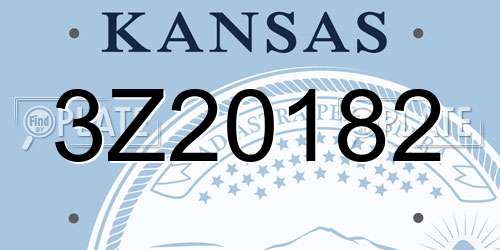 3Z20182 Kansas License Plate