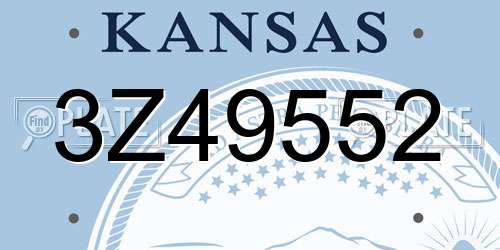 3Z49552 Kansas License Plate