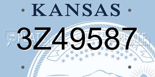 3Z49587 Kansas License Plate