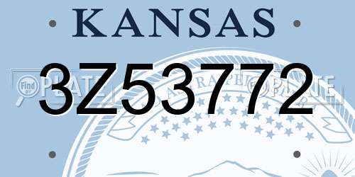 3Z53772 Kansas License Plate