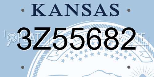 3Z55682 Kansas License Plate
