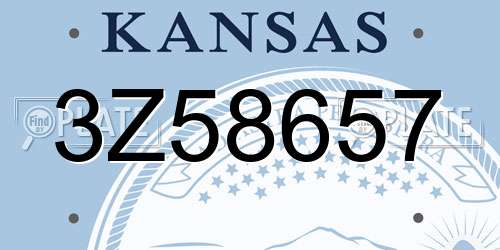 3Z58657 Kansas License Plate
