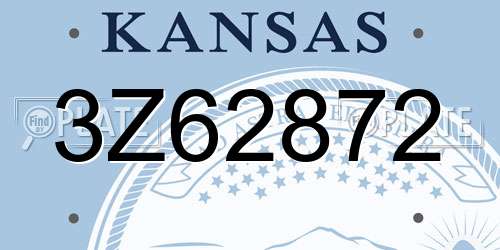 3Z62872 Kansas License Plate