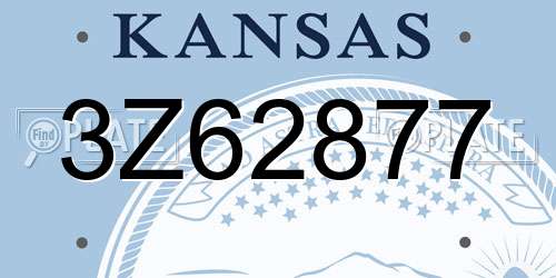 3Z62877 Kansas License Plate