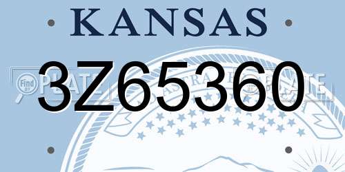 3Z65360 Kansas License Plate